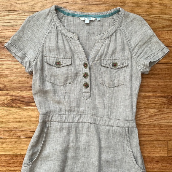 BODEN Linen Beige Tan Dress with Pockets - Picture 2 of 9